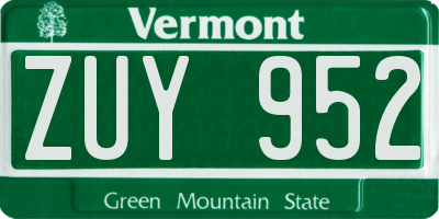 VT license plate ZUY952