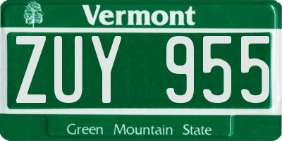 VT license plate ZUY955