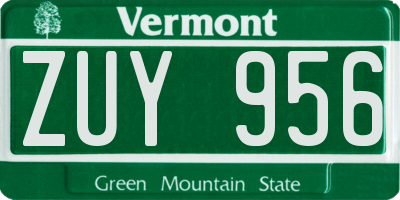 VT license plate ZUY956