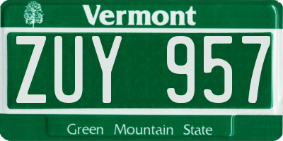 VT license plate ZUY957