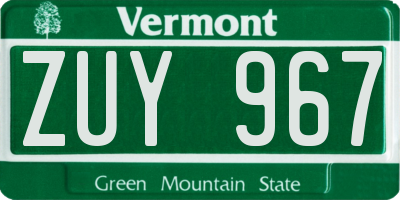 VT license plate ZUY967