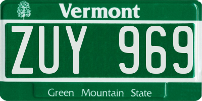VT license plate ZUY969