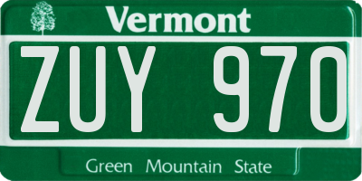 VT license plate ZUY970