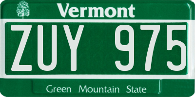 VT license plate ZUY975