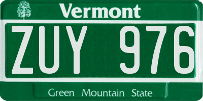 VT license plate ZUY976