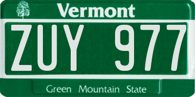 VT license plate ZUY977
