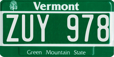 VT license plate ZUY978