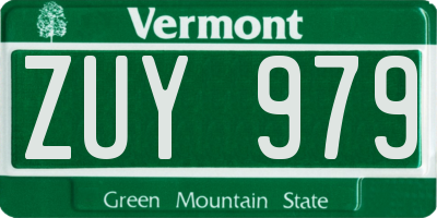 VT license plate ZUY979