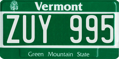 VT license plate ZUY995