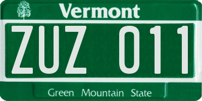 VT license plate ZUZ011