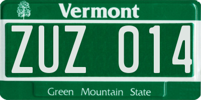 VT license plate ZUZ014