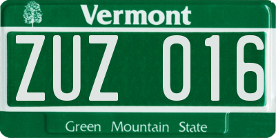 VT license plate ZUZ016