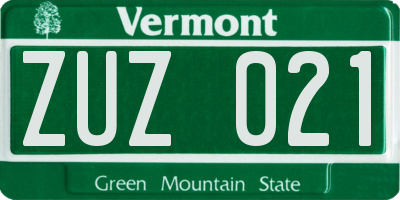 VT license plate ZUZ021