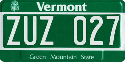 VT license plate ZUZ027
