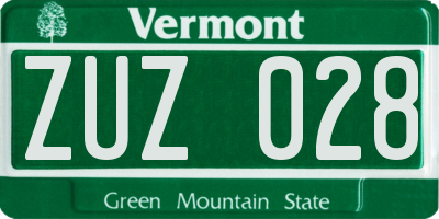 VT license plate ZUZ028