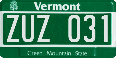 VT license plate ZUZ031