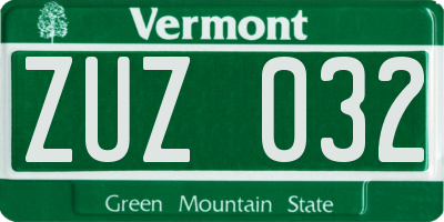 VT license plate ZUZ032