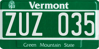 VT license plate ZUZ035