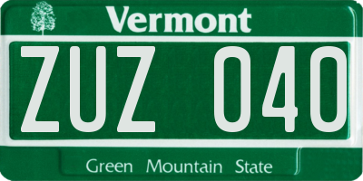 VT license plate ZUZ040