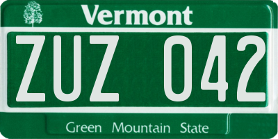 VT license plate ZUZ042