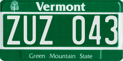 VT license plate ZUZ043