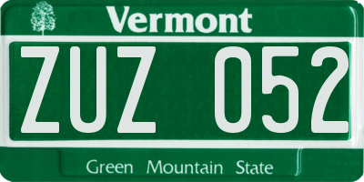 VT license plate ZUZ052