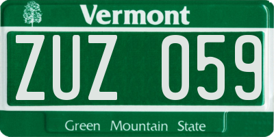 VT license plate ZUZ059
