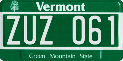 VT license plate ZUZ061