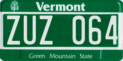 VT license plate ZUZ064