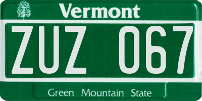 VT license plate ZUZ067