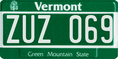 VT license plate ZUZ069