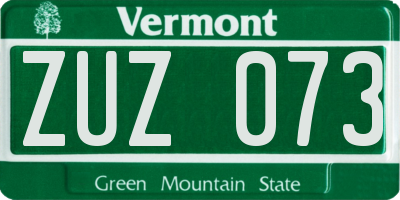 VT license plate ZUZ073