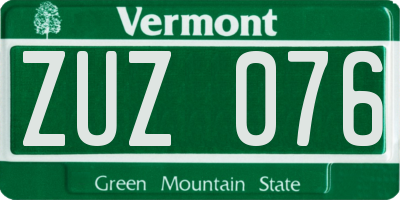 VT license plate ZUZ076