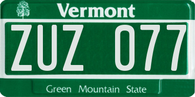 VT license plate ZUZ077