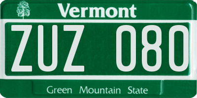 VT license plate ZUZ080