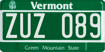 VT license plate ZUZ089