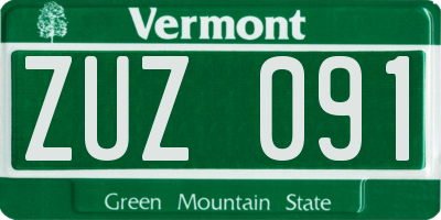 VT license plate ZUZ091
