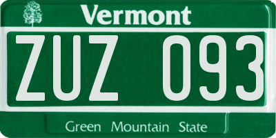 VT license plate ZUZ093