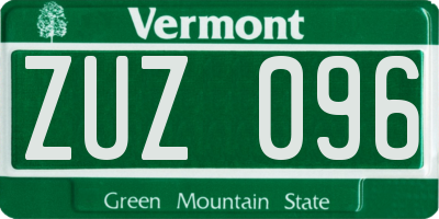 VT license plate ZUZ096