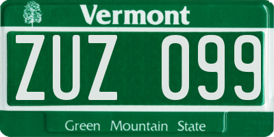 VT license plate ZUZ099