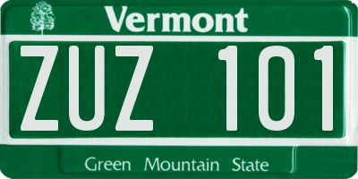VT license plate ZUZ101