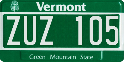 VT license plate ZUZ105
