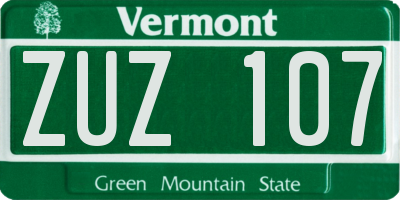 VT license plate ZUZ107