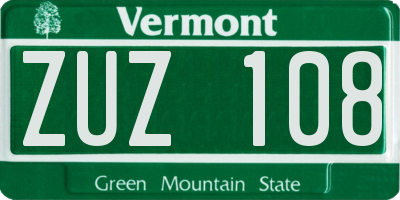 VT license plate ZUZ108