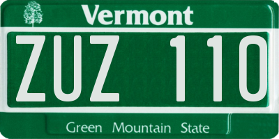 VT license plate ZUZ110