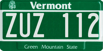 VT license plate ZUZ112