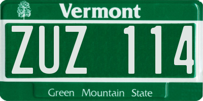VT license plate ZUZ114