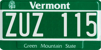 VT license plate ZUZ115