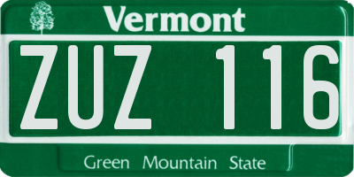 VT license plate ZUZ116