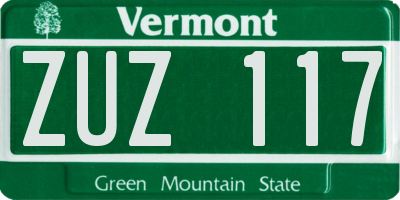 VT license plate ZUZ117